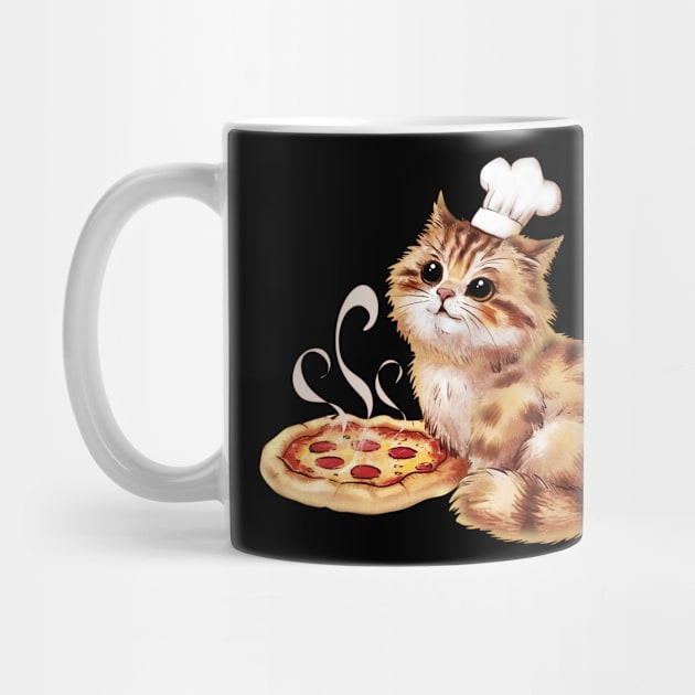 Cat with pizza by maryglu